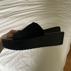 90s style black chunky platform sandals